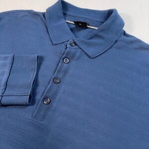 Hugo Boss Pima Cotton Polo Men's XL Navy Regular Fit Stripe Texture Logo Shirt